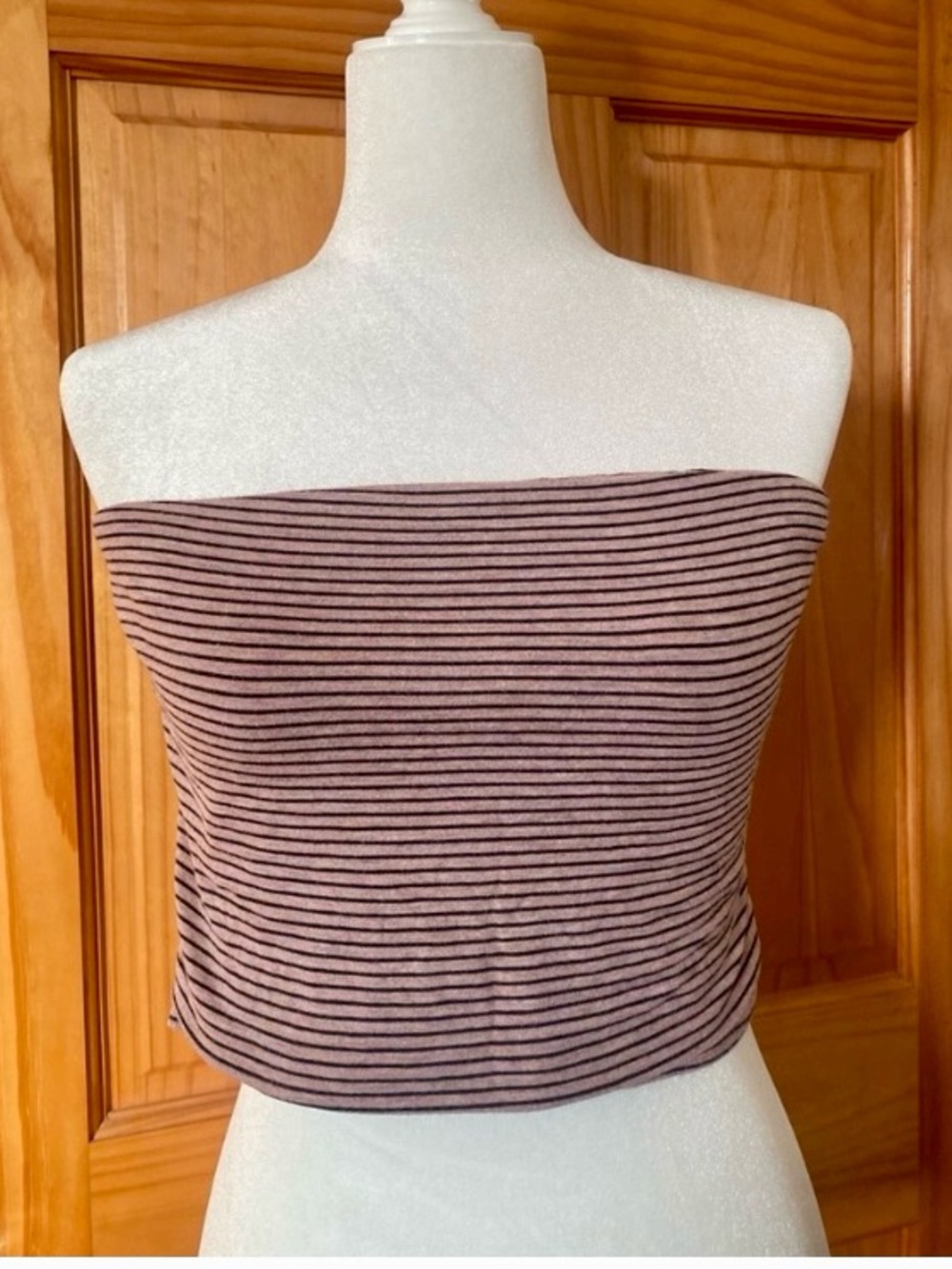 American Eagle Soft & Sexy Striped Tube Top L Pink Black Stretch Bandeau